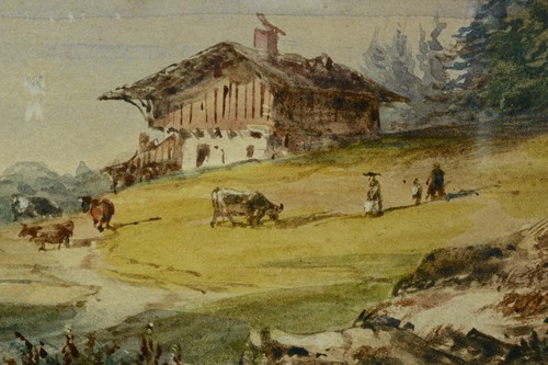 Tableau ancien vue lac léman - vue,