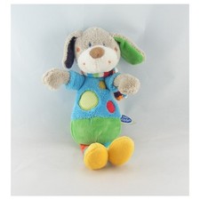 Doudou chien bleu vert - vert, cercles