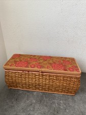 Ancienne Boîte À Couture Tissu Rangement Deco Vintage