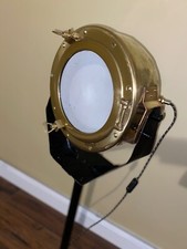 lampe projecteur marine sur pied laiton 115cm à LED phare de recherche bateau 