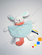 Doudou Plat Arrondi Lapin Blanc Bleu Gris Rose Corail Mailou Doudou Et Compagnie