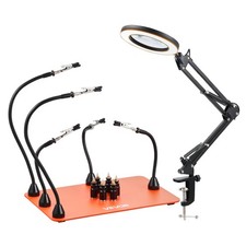 VEVOR Troisième Main Soudure Aide Soudage Magnétique 5 Bras avec Lampe Loupe 3X