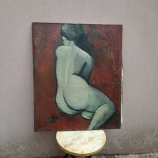 Tableau Huile Ancien Nu Portrait