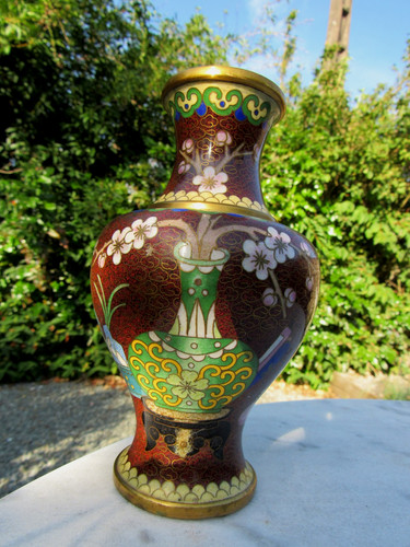 Ancien vase emaux cloisonné - ancien,