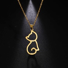 collier avec pendentif chaton mignon, en acier inoxydable