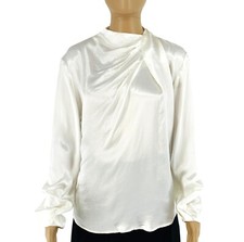 Blouse Satin Blanc Froncé À