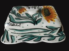 SIGNÉ KERCY QUIMPER 1950 / 1970 * BEURRIER VINTAGE en CÉRAMIQUE ÉMAILLÉE