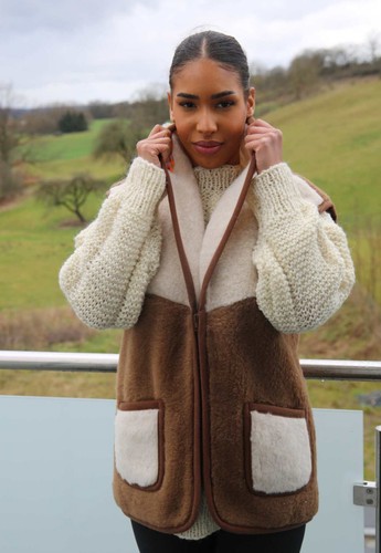 Dame kamel gilet - kamel, en
