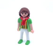 PLAYMOBIL * MODERNE * Femme Chatain Foulard Rouge T-Shirt Vert 3208 4230 5057