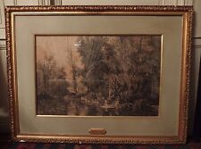 très grand cadre en bois doré avec estampe de Louis-Ernest LESSIEUX saintonge