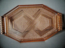 GRAND PLAT EN VERRE LOURD EN VERRE ET VERRE GRANITE  STYLE ART DECO