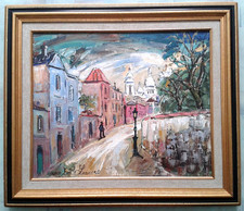 " Rue de l'Abreuvoir à Montmartre " Belle peinture deBruno-Emile LAURENT (1928)