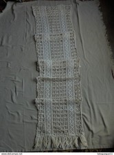 Ancien - Long rideau filet, frangé(Travail mécanique)