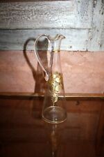 Legras Montjoye aiguière verseuse carafe verre décors vigne doré