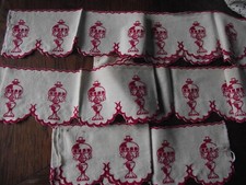 /? LINGES ANCIENS ( bordures étagère brodées )  ?  /