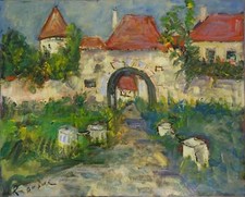 Roland DUBUC : Le manoir St Luc, Huile sur toile signée