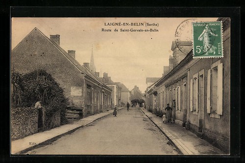 Cpa laigné belin route de - laigné-en-belin,,
