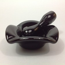 Veritable verrerie BIOT signée Cendrier mortier pilon Verre noir soufflé bullé