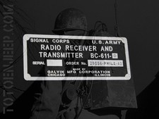 plate plaque radio us ww2 BC611 D ALU jeep WILLYS scr 536 .