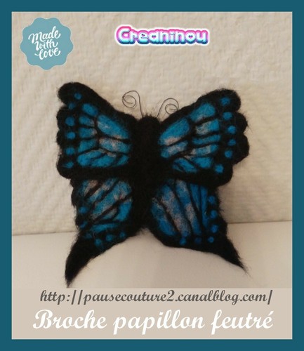 Broche papillon feutrée laine - papillon,