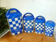 Série de 4 pots à épices DITMAR URBACH, damier, décor Lustucru, CZECHOSLOVAKIA