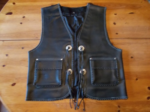 Gilet jacket cuir noir - gilet, biker