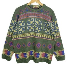 Pull Graphique Géométrique Vintage 80’s Limited Cotton (Laine Mixte)