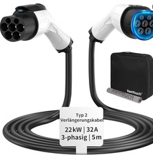 Câble rallonge Type 2 pour voiture électrique 5 m 32A 22 kW triphasé