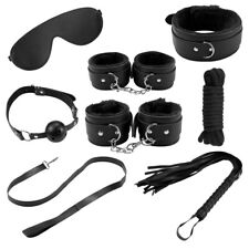 Kit Bondage 7 Pièces BDSM – Menottes, Bâillon, Fouet, Collier & Laisse – Cuir