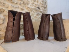 2 Paires de guêtres en cuir marron officier Général  français WW1/WW2  Militaria