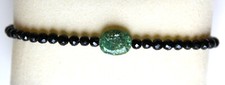 Jade Verte de 2,945 ct + Perles d'Hématites Noires - Bracelet Crystal Elastique