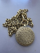 Très long sautoir Pendentif Miroir Imitation Montre À Gousset Ancien Vintage