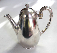 CHRISTOFLE Cafetière ancienne en métal argenté modèle Bambou Art Nouveau