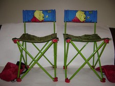 Winnie The Pooh 2 Children's Fold Up Chair Bag Camping Beach Red Green VERY RARE