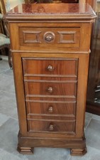 Ancien Chevet Chiffonnier Dessus Marbre Rouge 19 ème siècle/1 Porte 1 Tiroir