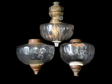3 TOUPIES DE LAMPE A PETROLE VERRE CRISTAL TAILLE BACCARAT 1 BOBECHE GLADIATOR