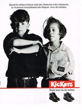 PUBLICITE ADVERTISING 074  1989  KICKERS    chaussures bottines bottes enfants