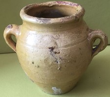 POTERIE POT A OREILLES à graisse dit POT CHARENTAIS  HAUT 11cm TERRE VERNISSEE