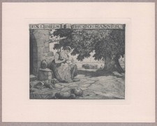 Exlibris Hugo Sanner Allaitement Mère Enfant Plaque De Livre Jose Triado Gravure