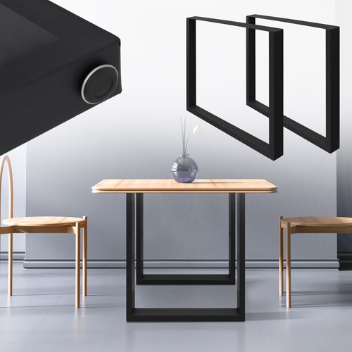 Set pied table acier noir - 2,