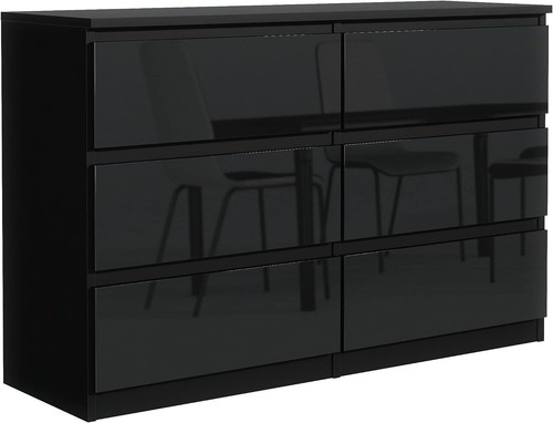 Commode noir brillant avec - commode, 6
