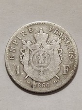 Rare 1 Franc Argent Napoléon III Tête Laurée 1866 k