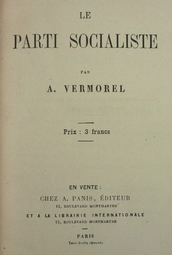 Vermorel parti socialiste - -,