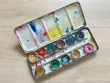 palette de peintures en métal ancienne - Décoration Collection