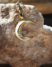 Collier femme réglable en acier inoxydable doré pendenti en forme de Lune doré 