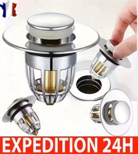 Bouchon de vidange  universel avec filtre anti-cheveux pour lavabo chromé