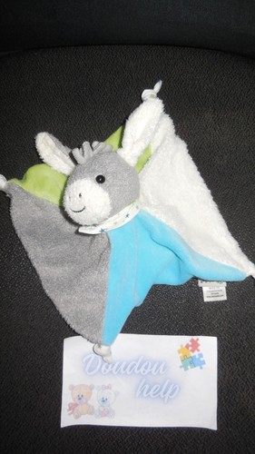 Doudou plat âne blanc gris - doudou,