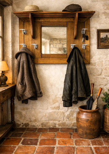 Miroir porte manteau ancien - , en