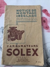 Carburateurs SOLEX NOTICE DE