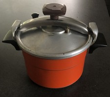 Ancienne COCOTTE MINUTE SEB VINTAGE Couleur Rouge Orangé 6 Litres Série GA